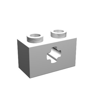 White Technic, Brick 1 x 2 with Axle Hole