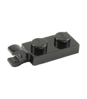 Black Plate, Modified 1 x 2 with Clip Horizontal on End