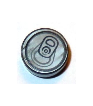 Flat Silver Tile, Round 1 x 1 with Soda Pop Can Top Pattern