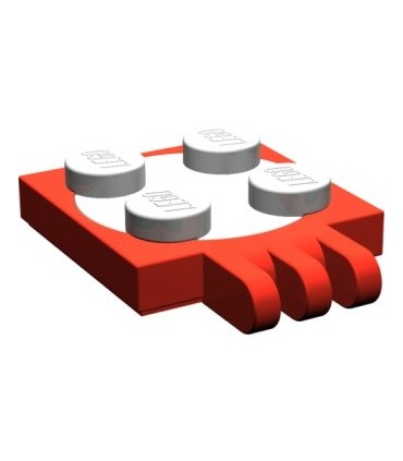 Red Turntable 2 x 2 Plate with Hinge, Complete Assembly with Light Gray Top