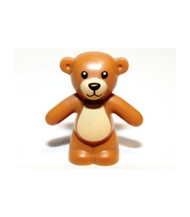 Medium Dark Flesh Teddy Bear - Arms Down with Tan Belly and Black Eyes, Nose and Mouth Pattern