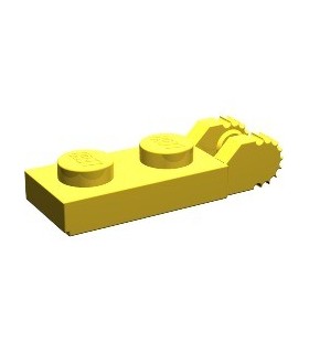 Yellow Hinge Plate 1 x 2 Locking with 2 Fingers On End