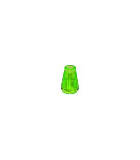 Trans-Bright Green Cone 1 x 1 with Top Groove