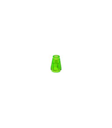 Trans-Bright Green Cone 1 x 1 with Top Groove