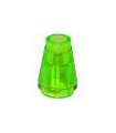 Trans-Bright Green Cone 1 x 1 with Top Groove