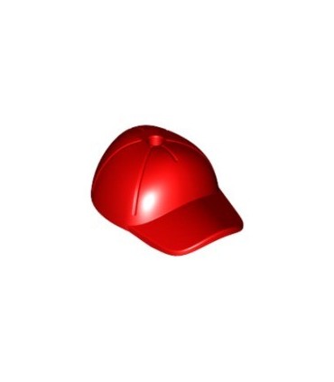 Red Minifig, Headgear Cap - Short Curved Bill with Seams and Hole on Top