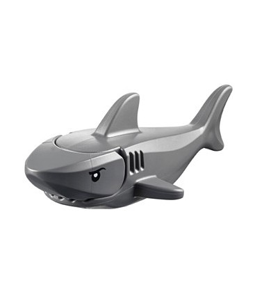 Dark Bluish Gray Shark with Gills and Black Eyes with White Pupils Pattern (Complete Assembly)