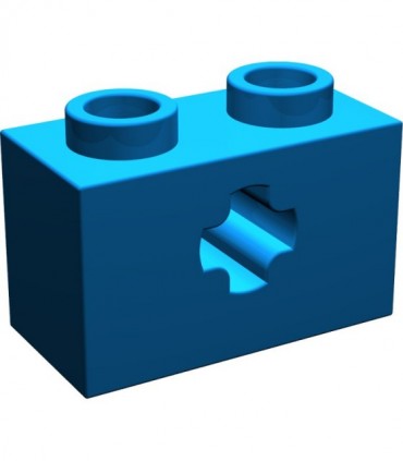 Blue Technic, Brick 1 x 2 with Axle Hole