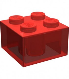 Trans-Red Brick 2 x 2