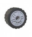 Light Bluish Gray Wheel 18mm D. x 14mm with Pin Hole, Fake Bolts and Shallow Spokes, with Black Tire 24 x 14 Shallow Tread