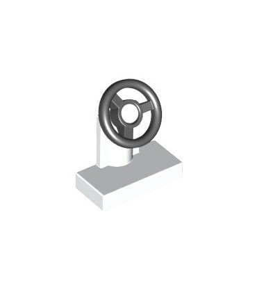 White Vehicle, Steering Stand 1 x 2 with Black Steering Wheel
