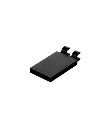 Black Tile, Modified 2 x 3 with 2 Clips (thick open O clips)