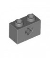 Dark Bluish Gray Technic, Brick 1 x 2 with Axle Hole - New Style with X Opening