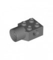 Dark Bluish Gray Technic, Brick Modified 2 x 2 with Pin Hole, Rotation Joint Socket