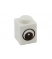 White Brick 1 x 1 with Eye Simple with Black and White Pattern, Circle in Pupil