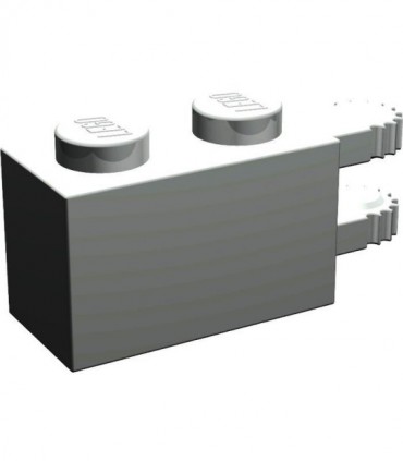 Light Gray Hinge Brick 1 x 2 Locking with 2 Fingers Horizontal End