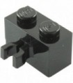 Black Brick, Modified 1 x 2 with Open O Clip Thick (Vertical Grip)
