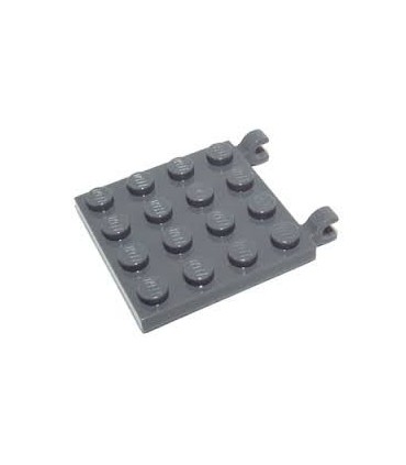 Dark Bluish Gray Plate, Modified 4 x 4 with Clips Horizontal (thick open O clips)