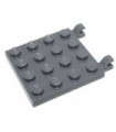 Dark Bluish Gray Plate, Modified 4 x 4 with Clips Horizontal (thick open O clips)