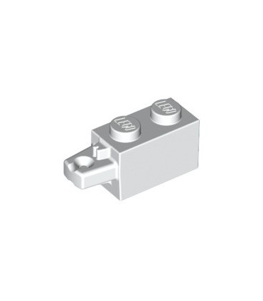 White Hinge Brick 1 x 2 Locking with 1 Finger Horizontal End