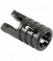 Black Hinge Cylinder 1 x 2 Locking with 2 Fingers and Axle Hole on Ends