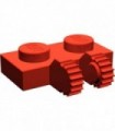 Red Hinge Plate 1 x 2 Locking with 2 Fingers on Side and 7 Teeth