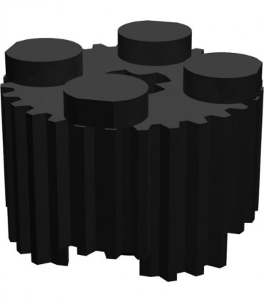 Black Brick, Round 2 x 2 with Flutes and Axle Hole