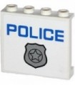 White Panel 1 x 4 x 3 with Side Supports - Hollow Studs with Silver Police Badge and Blue 'POLICE' Pattern (Sticker) - Set 60043