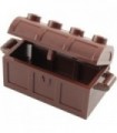 Brown Container, Treasure Chest, Complete Assembly - Thick Hinge, Slots in Back