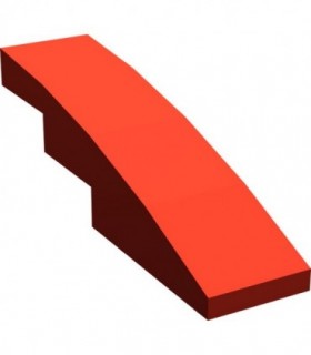 Red Slope, Curved 4 x 1 No Studs