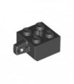 Black Hinge Brick 2 x 2 Locking with 1 Finger Vertical and Axle Hole - New Style with X Opening