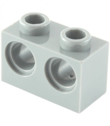 Light Bluish Gray Technic, Brick 1 x 2 with Holes