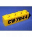 Yellow Brick 1 x 4 with Black 'CW-7044' Pattern (Sticker) - Set 7044