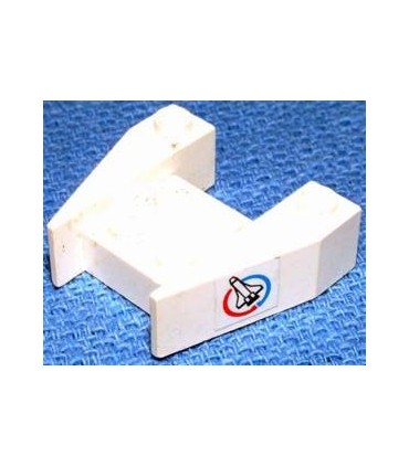 White Wedge 3 x 4 without Stud Notches with Shuttle and Blue/Red Circle Pattern on Both Sides (Stickers) - Set 6336