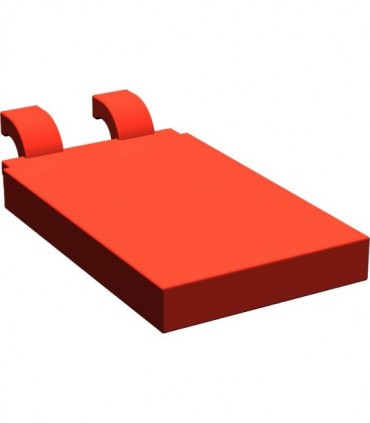 Red Tile, Modified 2 x 3 with 2 Clips (thick open O clips)