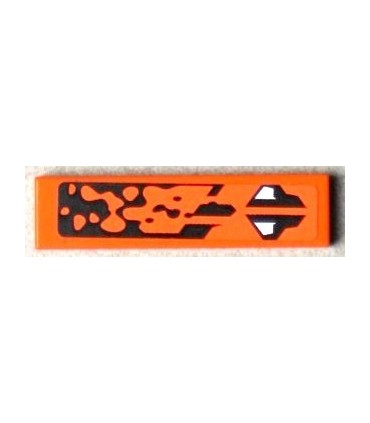 Orange Tile 1 x 4 with Black and Silver Pattern Model Right Side (Sticker) - Set 8112