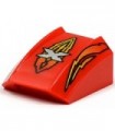 Red Slope, Curved 2 x 2 Lip, No Studs with Island Xtreme Stunts Logo and Flames Pattern