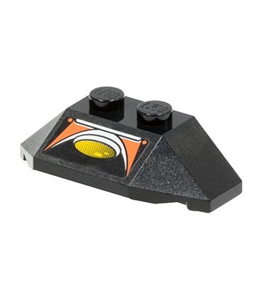 Black Wedge 2 x 4 Triple with Yellow, Silver and Orange Pattern (Sticker) - Set 8631