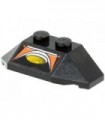 Black Wedge 2 x 4 Triple with Yellow, Silver and Orange Pattern (Sticker) - Set 8631
