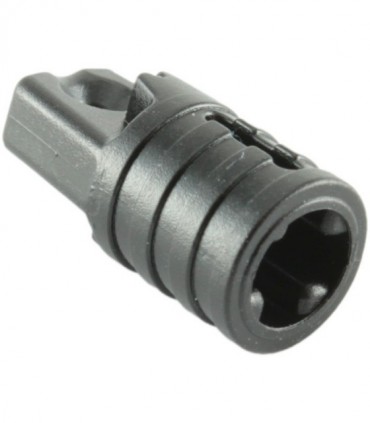 Black Hinge Cylinder 1 x 2 Locking with 1 Finger and Axle Hole on Ends