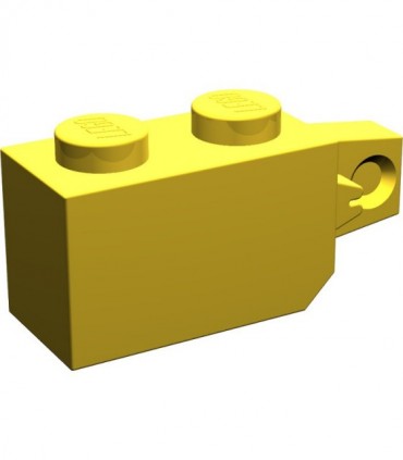Yellow Hinge Brick 1 x 2 Locking with 1 Finger Vertical End