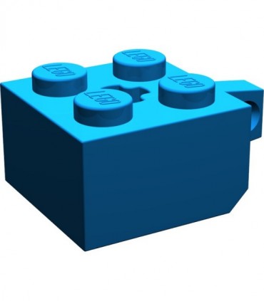 Blue Hinge Brick 2 x 2 Locking with 1 Finger Vertical and Axle Hole
