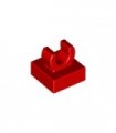 Red Tile, Modified 1 x 1 with Clip - Rounded Edges