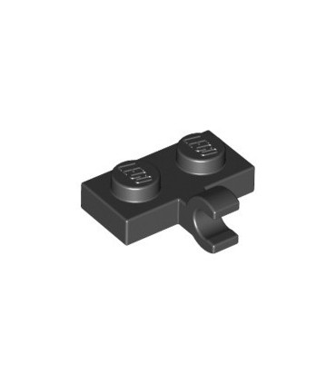 Black Plate, Modified 1 x 2 with Clip Horizontal on Side