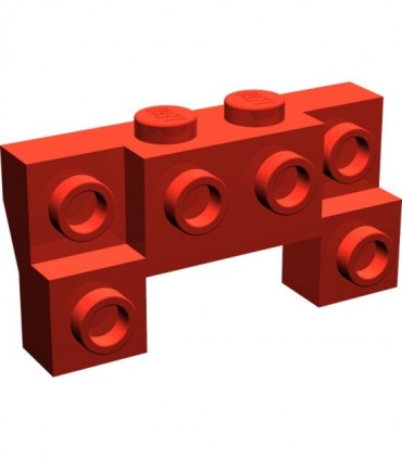 Red Brick, Modified 2 x 4 - 1 x 4 with 2 Recessed Studs and Thick Side Arches