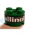Green Brick, Round 2 x 2 with Axle Hole with 'POWERED BY allinol' Pattern (Sticker) - Set 8206