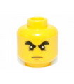 Yellow Minifig, Head Male Raised Bushy Eyebrows, White Pupils, Chin Dimple Pattern - Blocked Open Stud