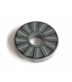 Dark Bluish Gray Tile, Round 2 x 2 with Hole with Rotor Blade Pattern