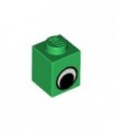 Green Brick 1 x 1 with Eye Simple Black and White Pattern
