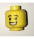 Yellow Minifig, Head Black Eyebrows, White Pupils, Chin Dimple, Open Mouth Smile with Teeth Pattern - Stud Recessed